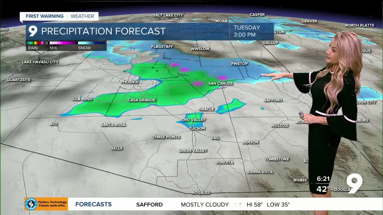 Valley rain and mountain snow coming