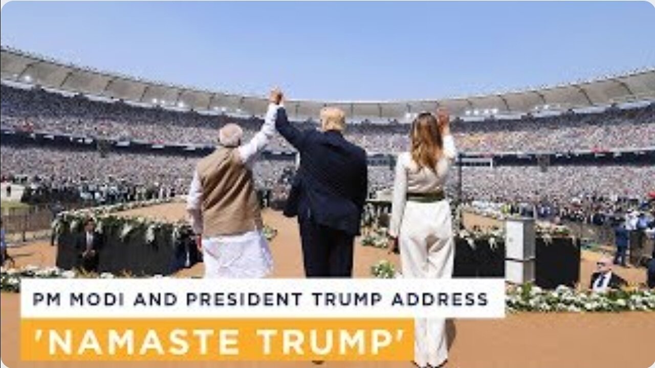 President Trump addresses massive crowd in India with PM Modi