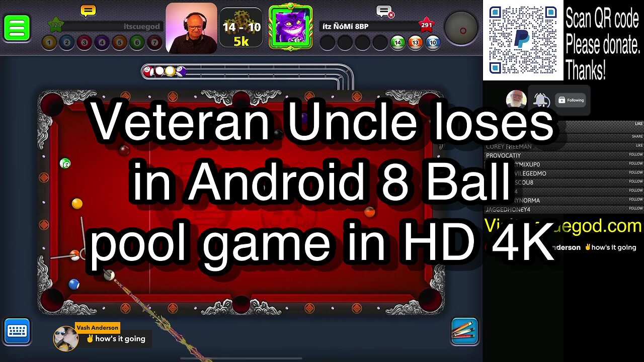 Veteran Uncle loses in Android 8 Ball pool game in HD 4K 🎱🎱🎱 8 Ball Pool 🎱🎱🎱