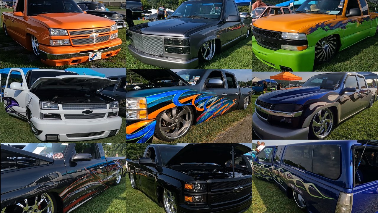 08/12/23 Sparks Lowrider show in Sevier Co. TN Slammed Lowered Chevrolet 1500 Pickup Trucks