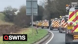 Dozens of Western Power vans join funeral cortege in memory of electrical engineer