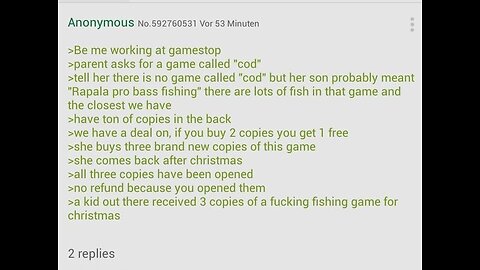 CoD? Bass? Same thing! #greentext #gamestop #callofduty #profishing #christmas #videogames