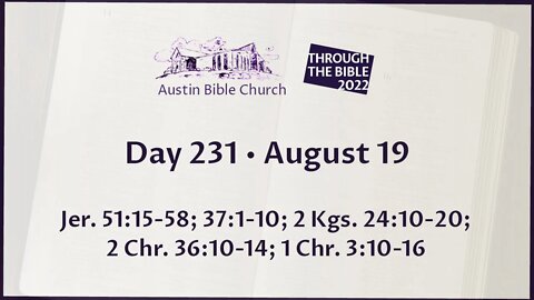 Through the Bible 2022 (Day 231)