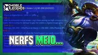 MUDANÇAS NOS BUFFS, NERF NO GORD KKKKKK, NERF AKAI E MAIS | PATCH NOTES SERVER AVANÇADO | MLBB