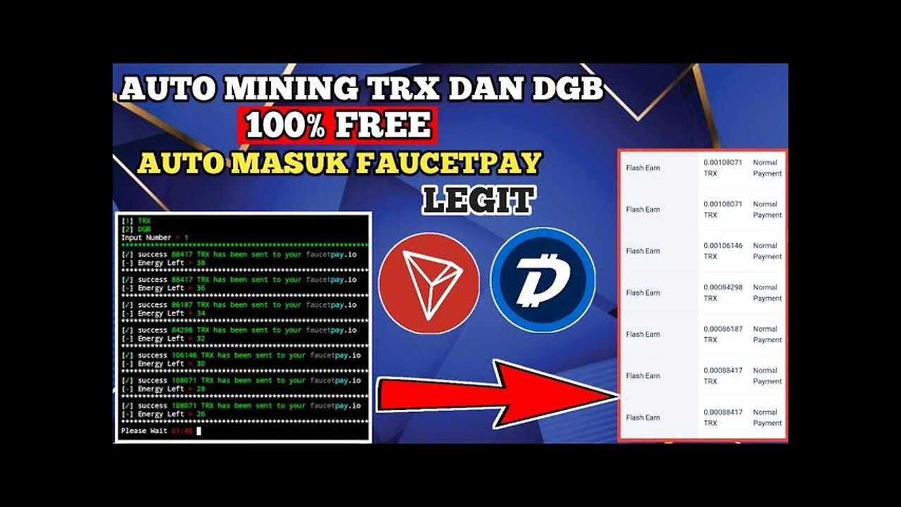 CARA MINING TRX DAN DGB FREE WITH TERMUX 24 HOURS NON STOP