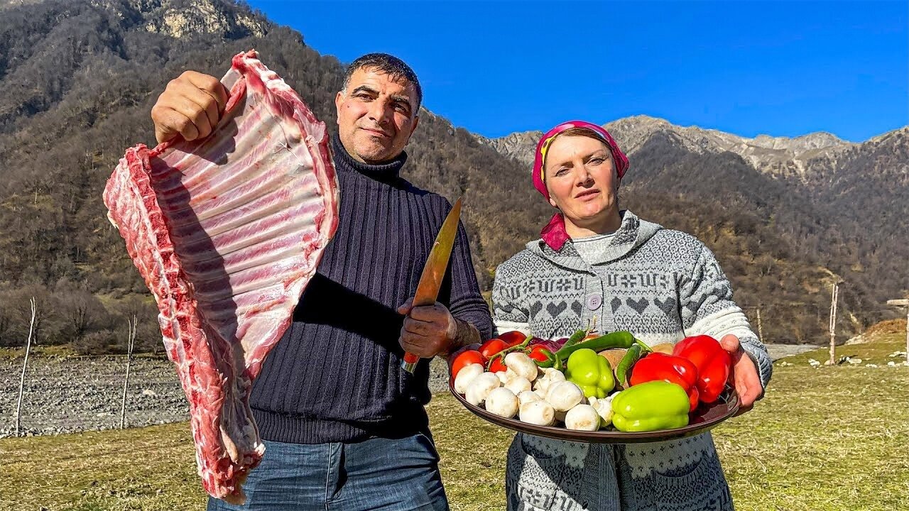 Outdoor Cooking LAMB RIBS - Delicious Recipe for Lamb in Nature! Village Cooking