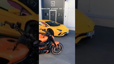 Lamborghini car and bike in 1 frame 😈😈 #onepercent_clubb #lamborghini #car #bike #shorts #ytshorts