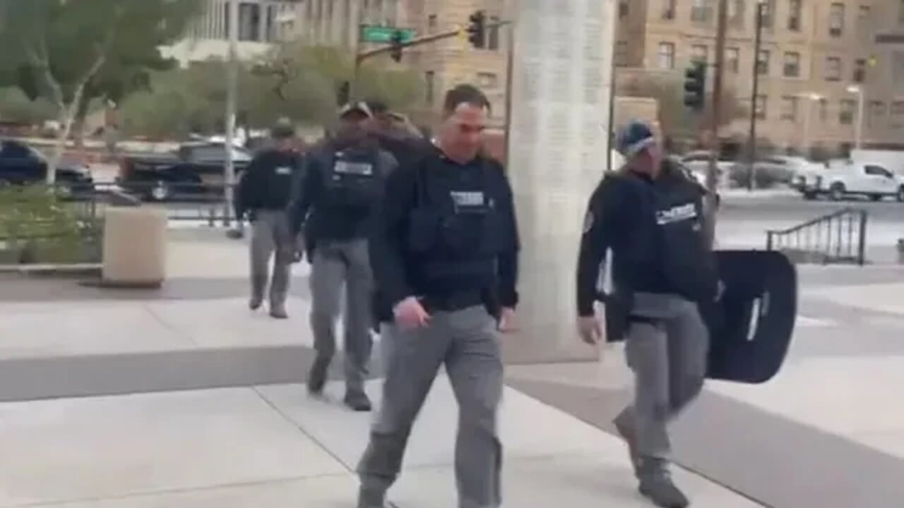 Law Enforcement Outside Maricopa Certification Hearing Show Up with SWAT Shields