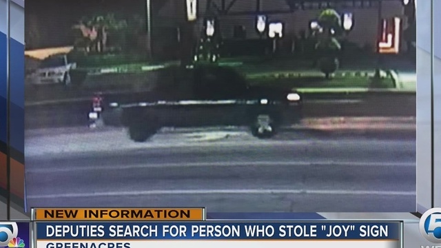 Deputies search for person who stole 'Joy' sign