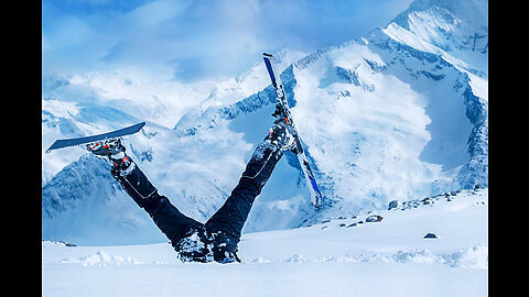 Tourists skiing on a snowy slope in Canada