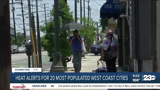 Heat alerts for 20 most populated west coast cities