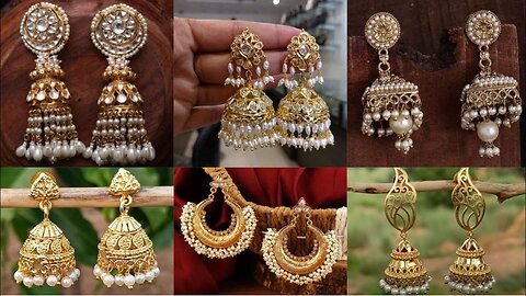 Most Attractive Gold Earrings Designs with Pearls!!