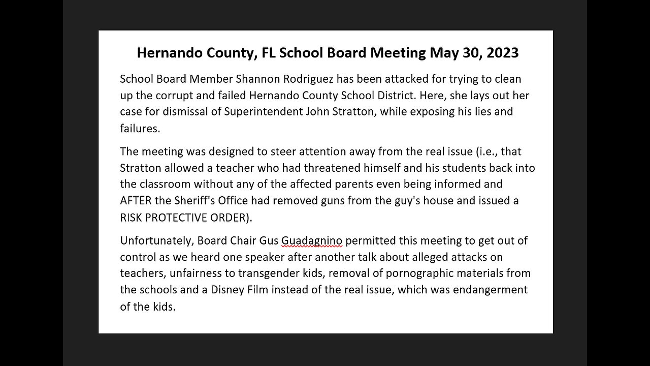 A Courageous Woman States Her Case! (Great Hernando County Schools Transgender War pt8)