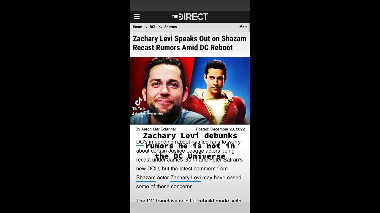 Zachary Levi debunks rumors he is no longer in the DC Universe