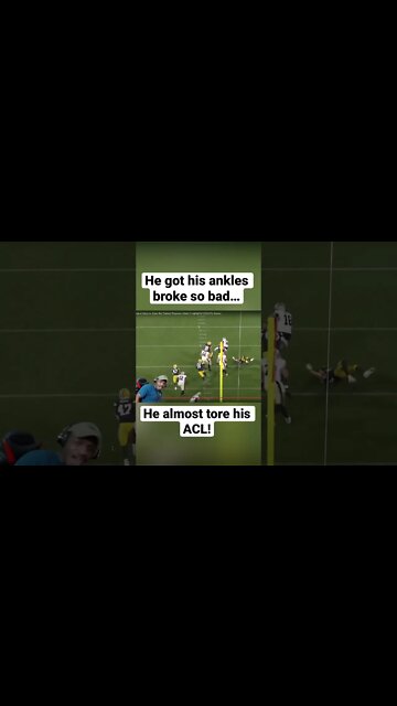 HE GOT HIS ANKLES BROKE SO BAD HE ALMOST TORE HIS ACL!