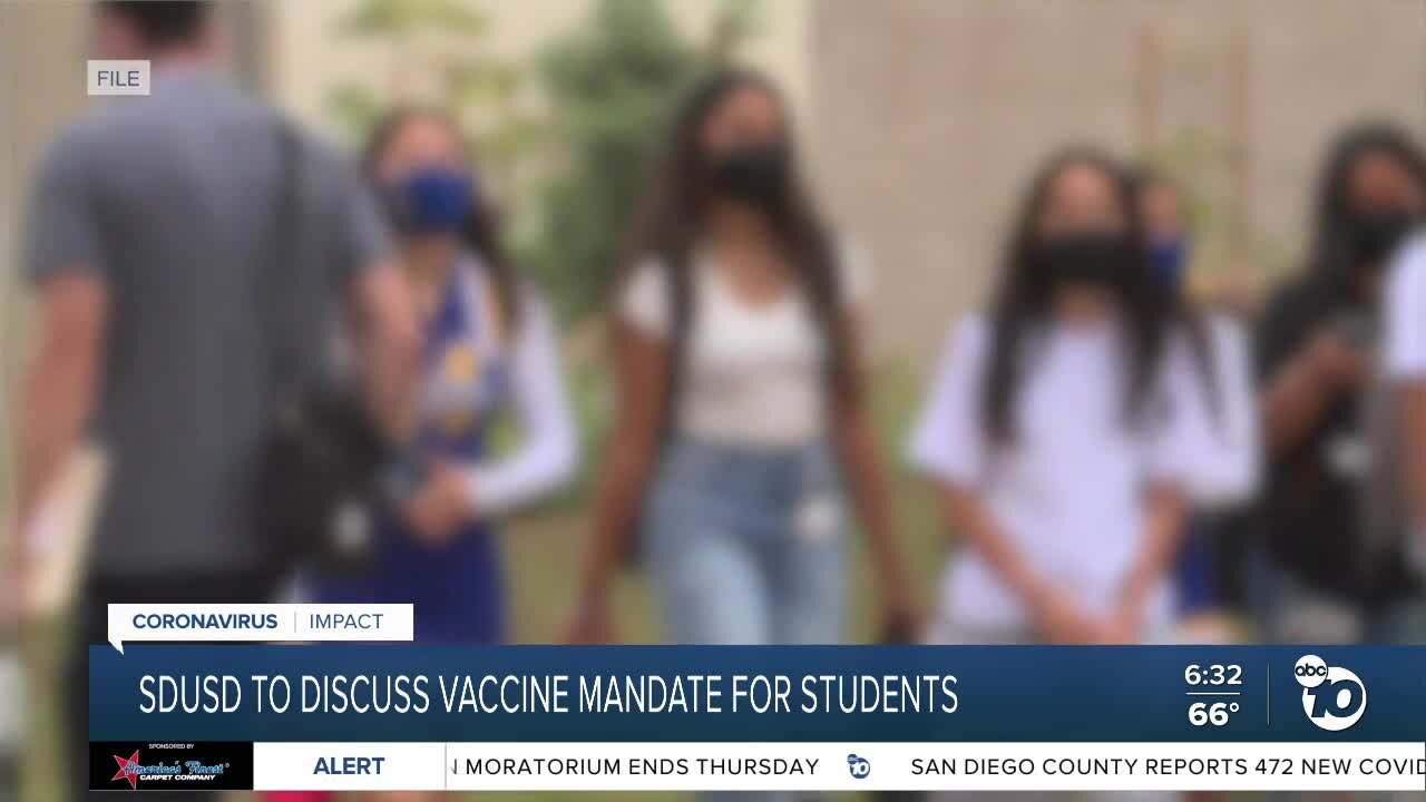 San Diego Unified to discuss vaccine mandate for students