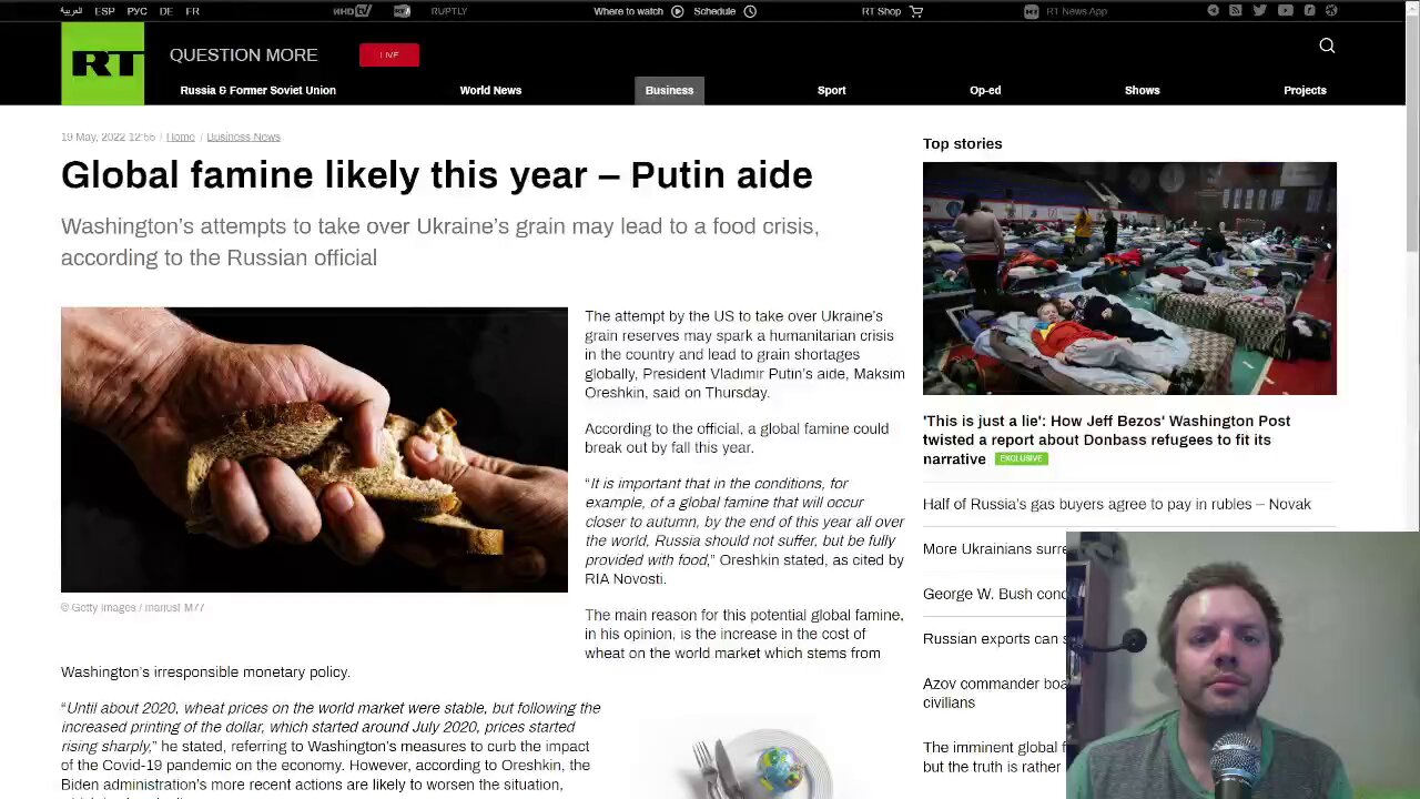 Global famine likely this year claims Putin aide