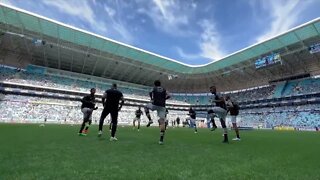 Vasco se aquecendo para enfrentar o Grêmio