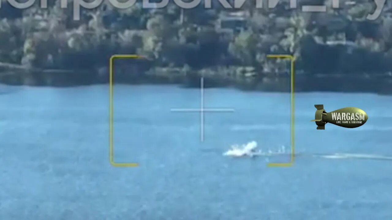 Ukrainian landing boat on Dniepr river takes direct hit