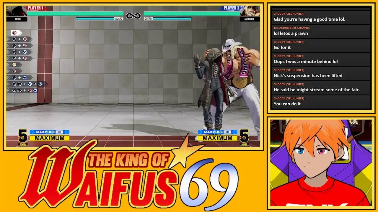 KOF XV continuing to play Antonov's trial missions and talking with chat