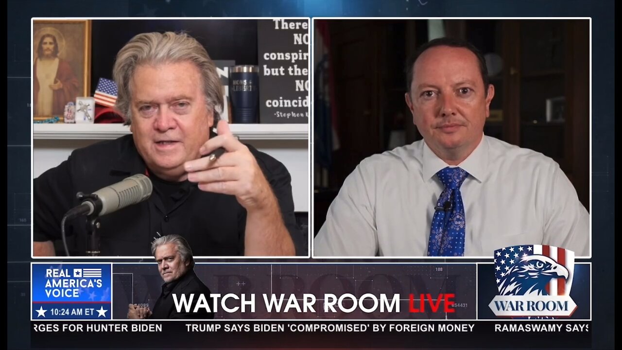 Rep. Burlison in the War Room with Steve Bannon