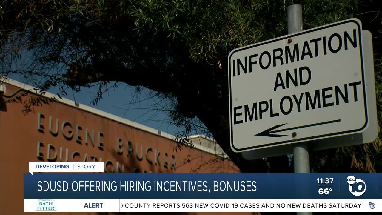 SD Unified offering hiring incentives, bonuses