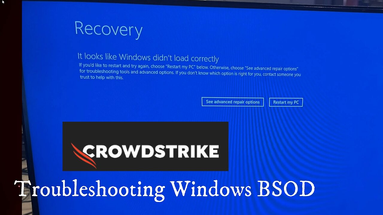 Windows Bluescreen resolution - applies to CrowdStrike issue if OS is local and not networked