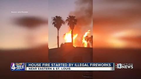 Illegal fireworks suspected in Las Vegas house fire