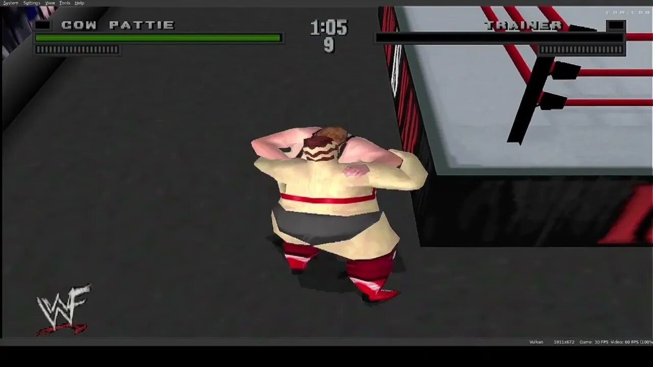 WWF Attitude ps1 or duckstation: cow pattie vs the trainer