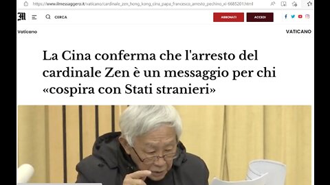 Cardinale Zen, abbandonato dalla chiesa. Ora arrestato!