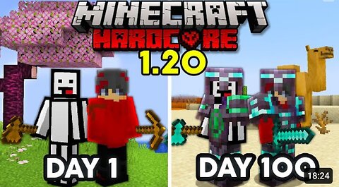 We Survived 100 days In 1.20 TRAILS & TALES UPDATE in Hardcore Minecraft... (duos)