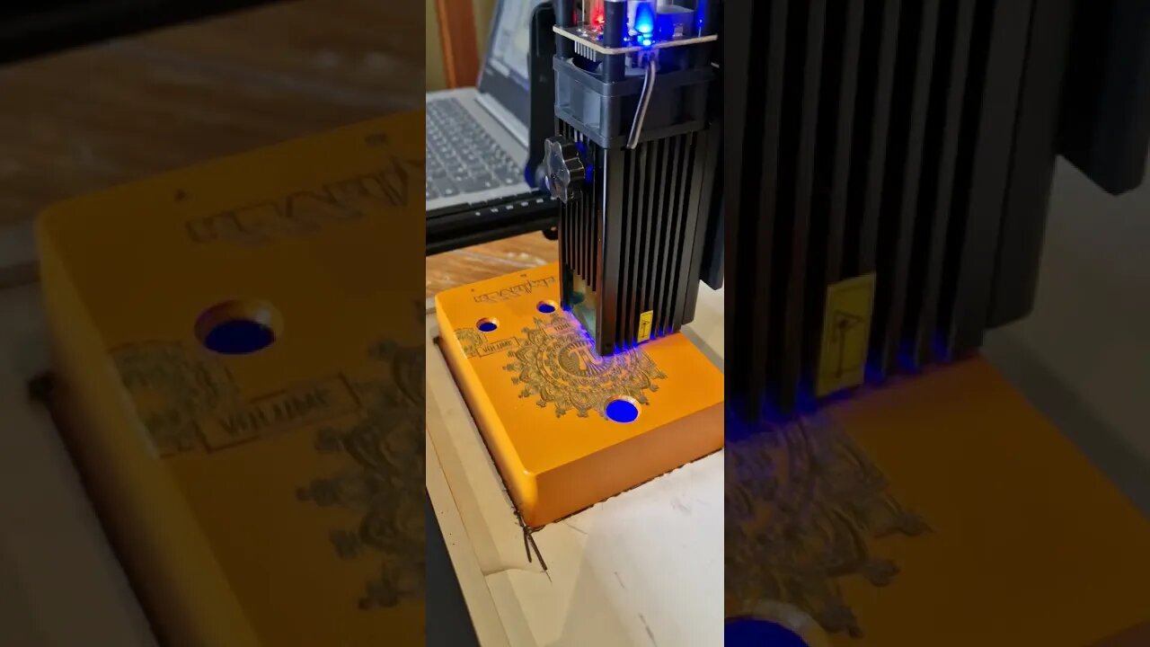 Big Muff Pii clone in the making, enclosure being laser engraved