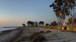 Sunset at Bayside Park Shore, Chula Vista Bayside Park, Pepper Park, San Diego Area.