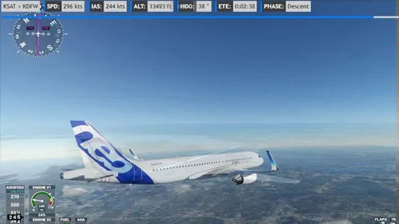 FlyByWire A320 mod KSAT to KDFW