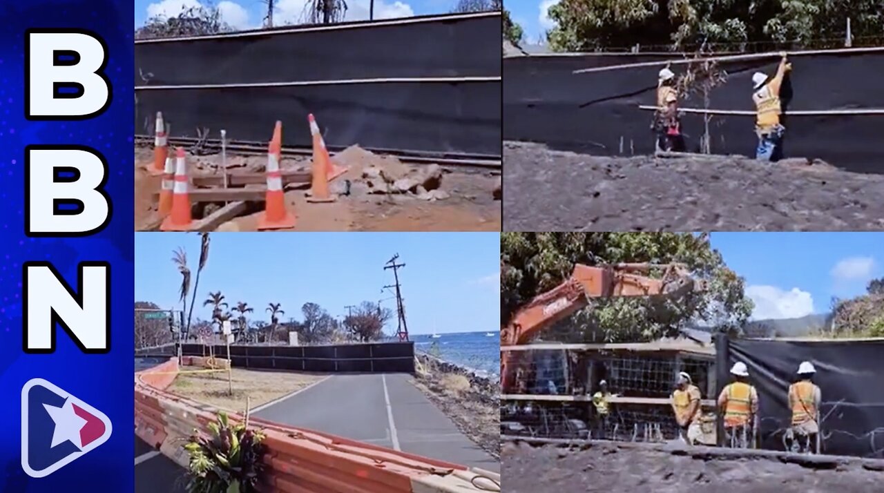 Mike Adams 8 29 23 Black fencing erected to HIDE #Lahaina truth from us all