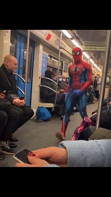 Spider-Man takes over the subway
