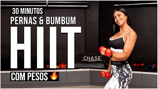 30 Min Pernas & BUMBUM Treino HIIT com Pesos | Queime 500 Calorias | Em Casa | Sem Equipamento