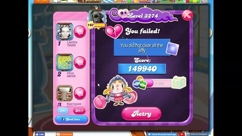 Candy Crush Level 3274 Talkthrough, 22 Moves 0 Boosters