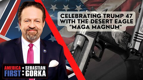 Celebrating Trump 47 with the Desert Eagle "MAGA Magnum." Justin Moon with Sebastian Gorka