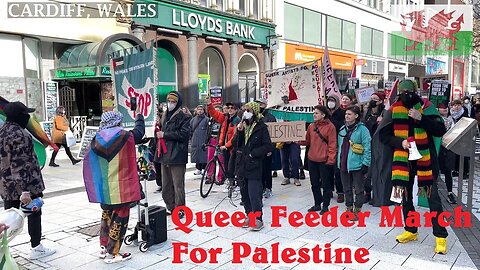 Queer Feeder March For Palestine, Queen Street Cardiff Wales