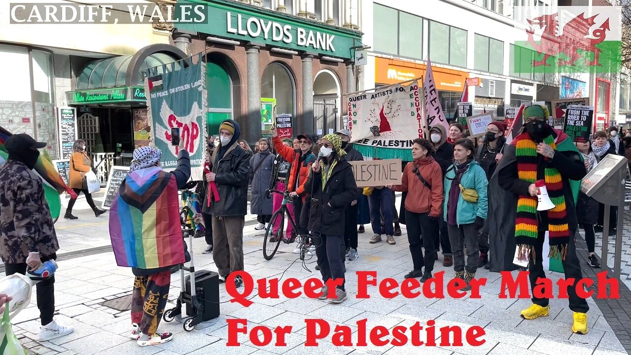 Queer Feeder March For Palestine, Queen Street Cardiff Wales