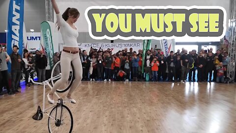 You Must See.. Girl Biker Performs