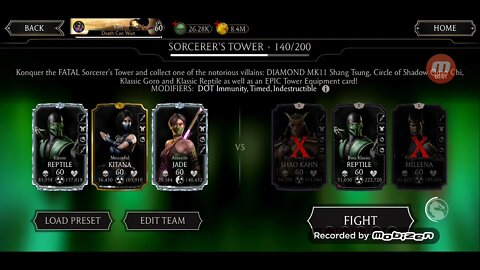 Klassic Reptile team defeats Fatal Shang Tsung tower boss on floor 140! / MKXI mobile