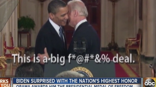 Obama gives Biden presidential medal of freedom, references 2010 slip up when Biden dropped f-bomb