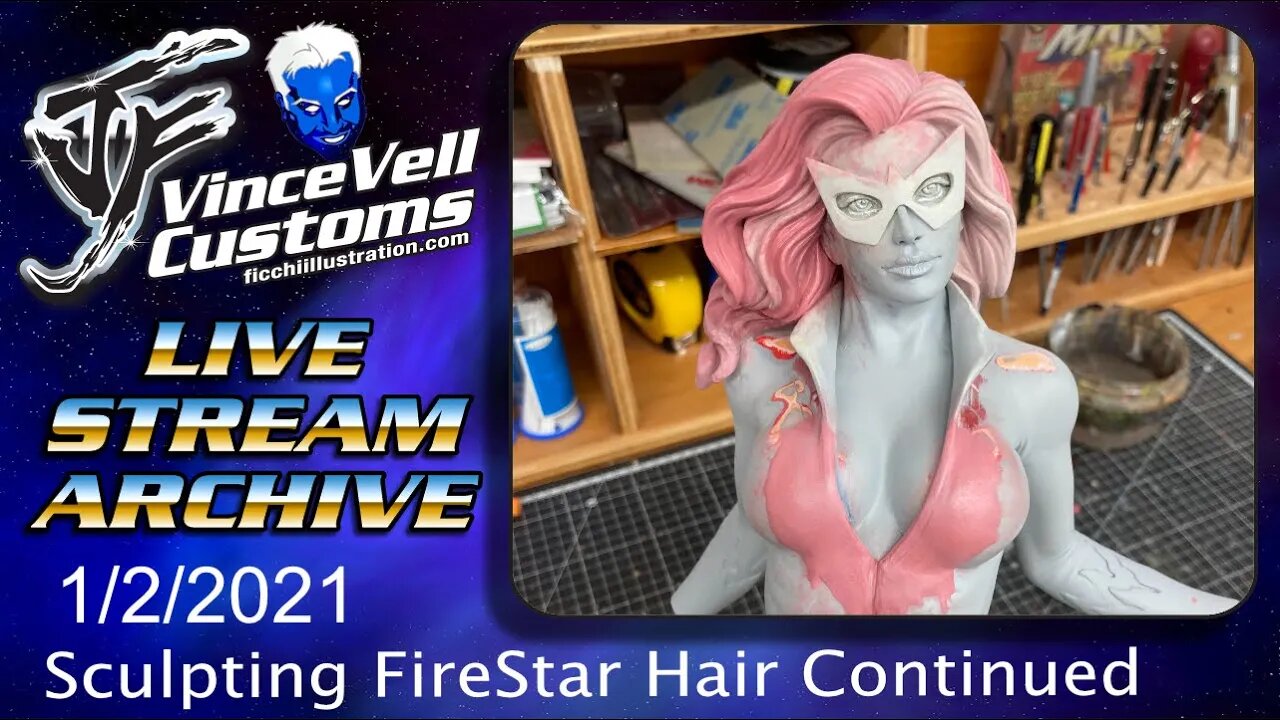 VinceVellCUSTOMS Live Stream - Working on FireStar hair continued