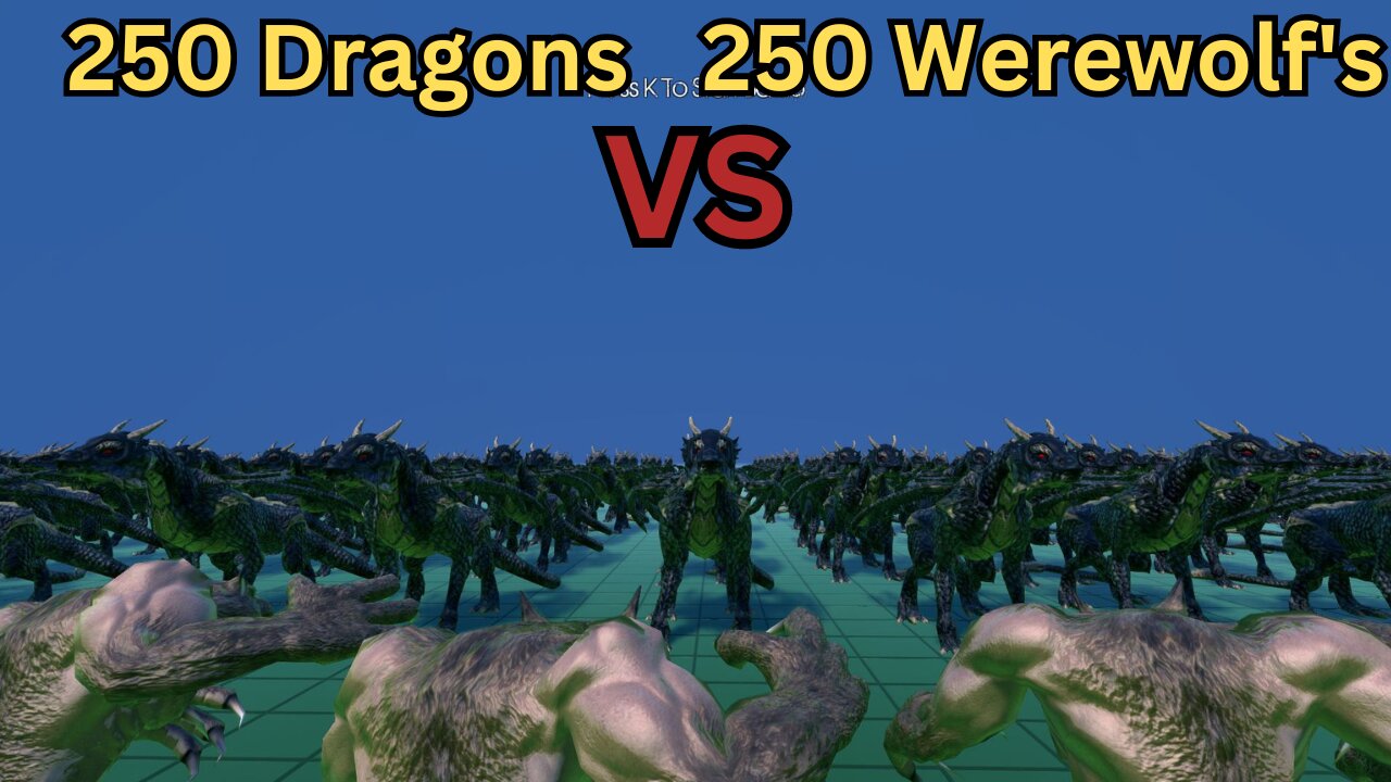 250 Dragons Versus 250 Werewolf's || Ultimate Epic Battle Simulator