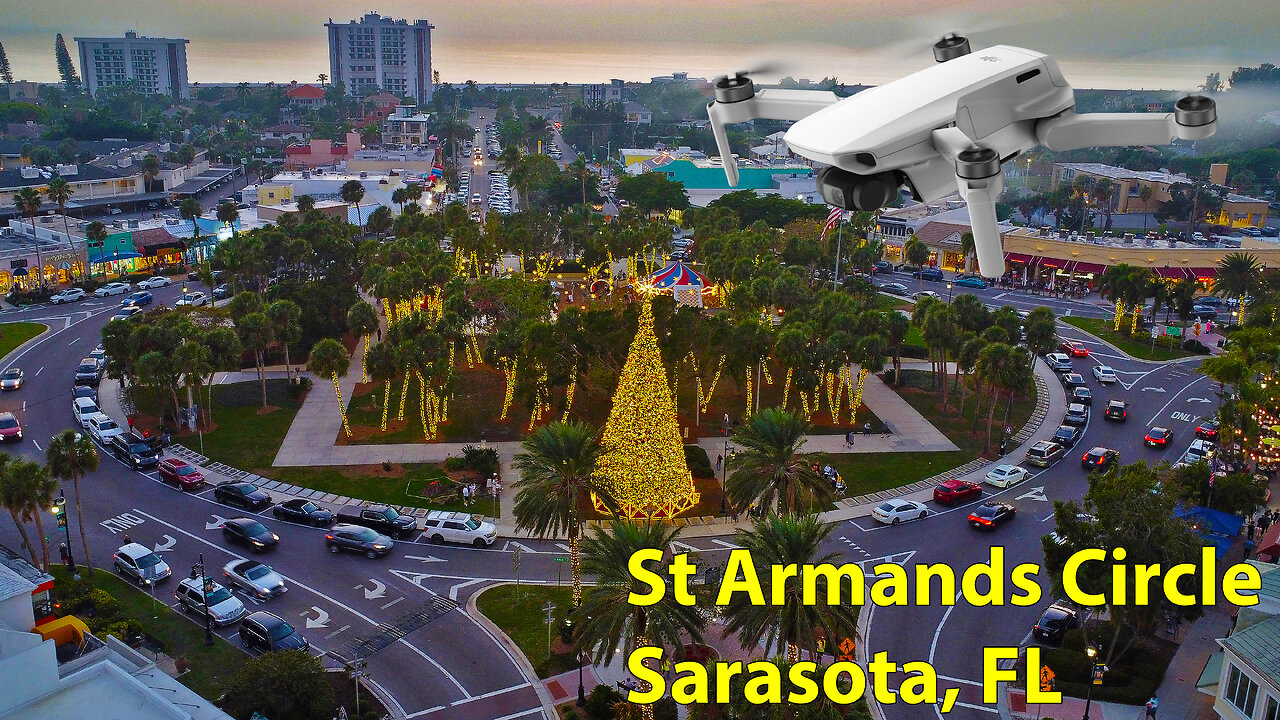 Sarasota St Armand's Circle Holiday Tree 2022 - drone video