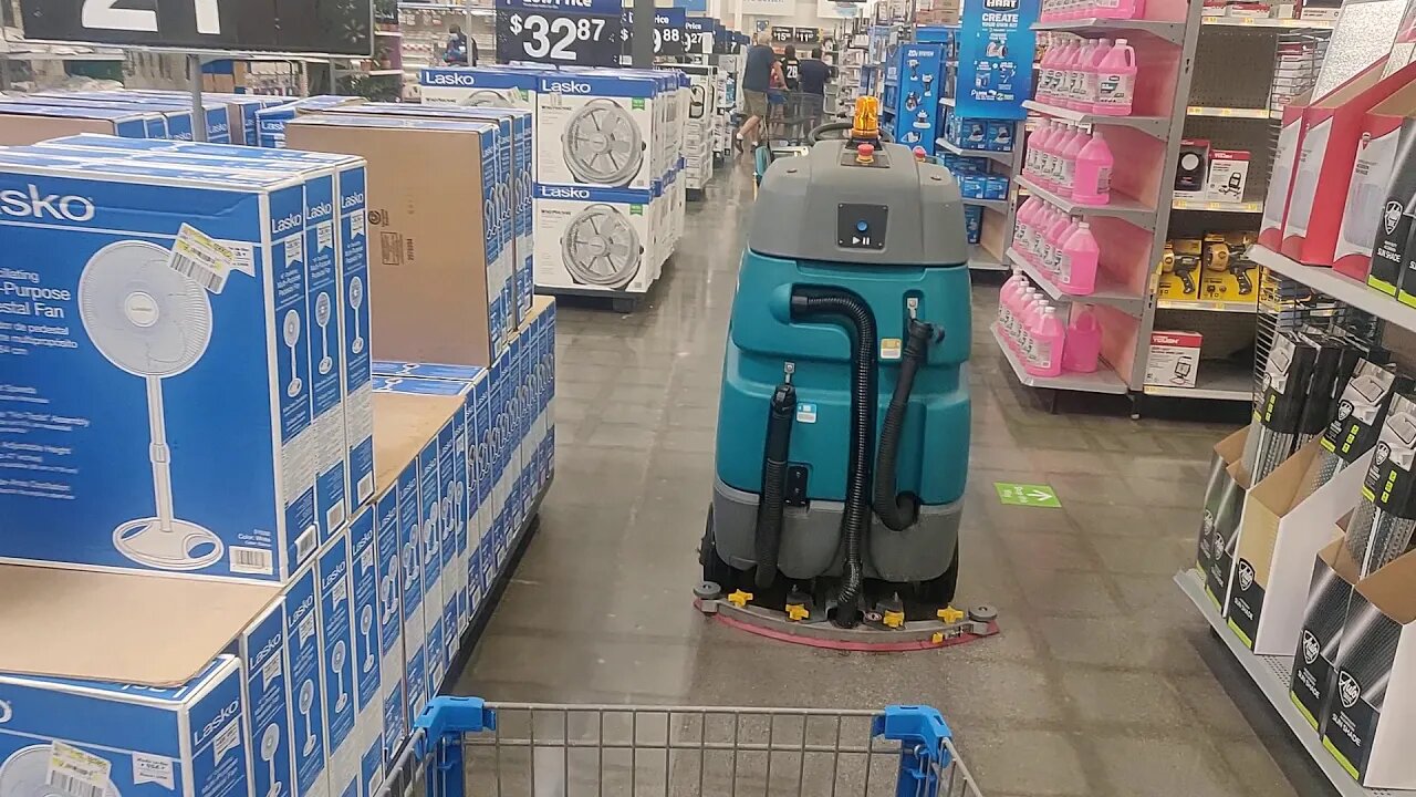 Autonomous floor scrubber at walmart