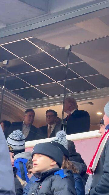 Donald Trump in his suite at Army-Navy game with JD Vance