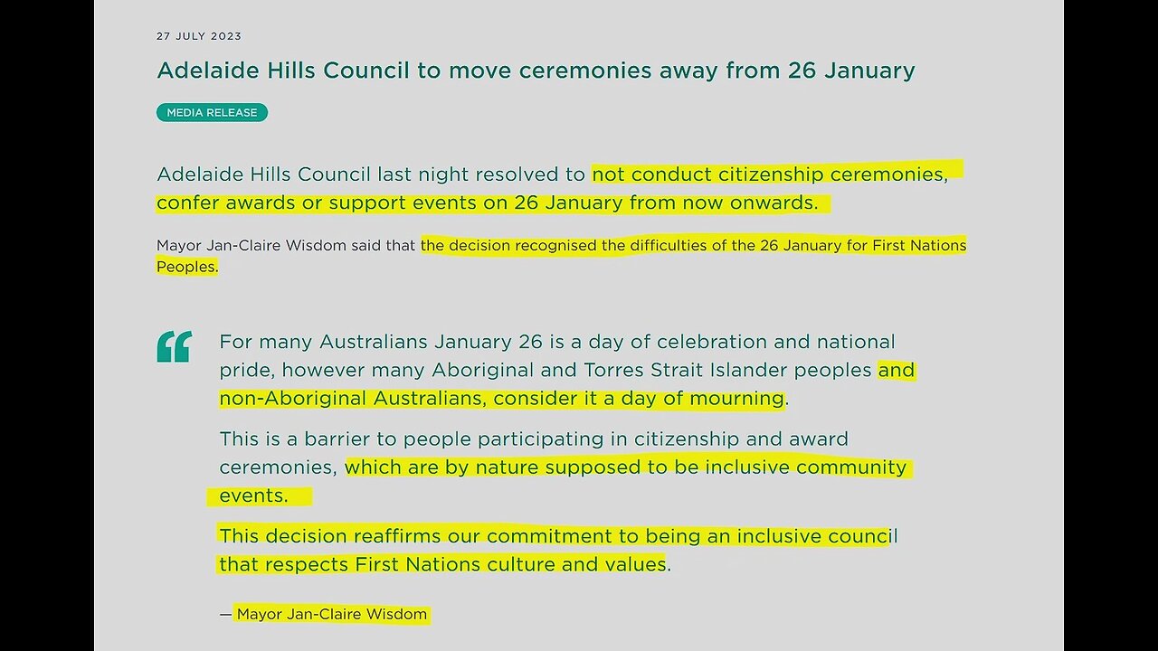 Moving Australia Day ceremonies did not sit well with this Adelaide Hills rate payer.